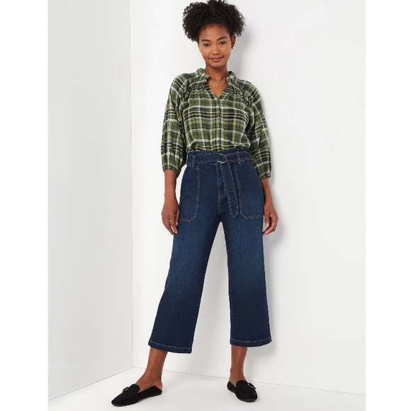 Time and Tru Women's Paperbag Belted Denim Jeans Size 12 - Picture 1 of 15